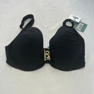 NWT Panache 38DDDD/38G Black with Gold Underwire Lola Balconnet Top Swim Bikini